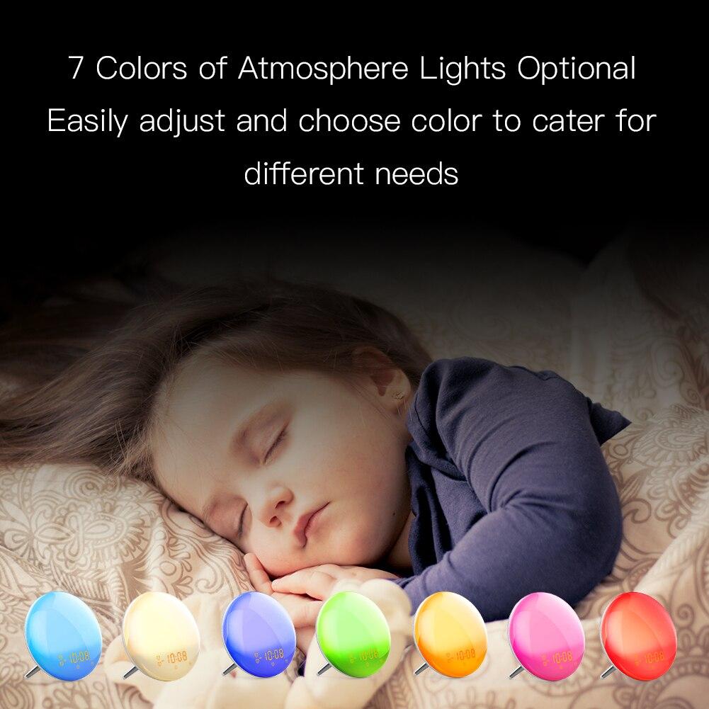 WiFi Wake Up Smart Light Alarm Clock with 7 Colors Sunrise Sunset Simulation - Moes