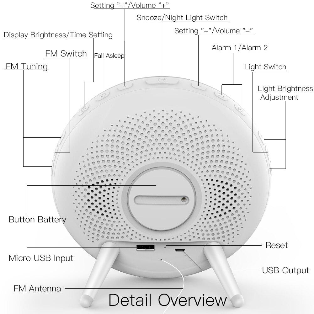 korn I stor skala Sprog MOES WiFi Smart Clock|Wake Up 7 Colors Light Natural Sound Clock With FM  Radio