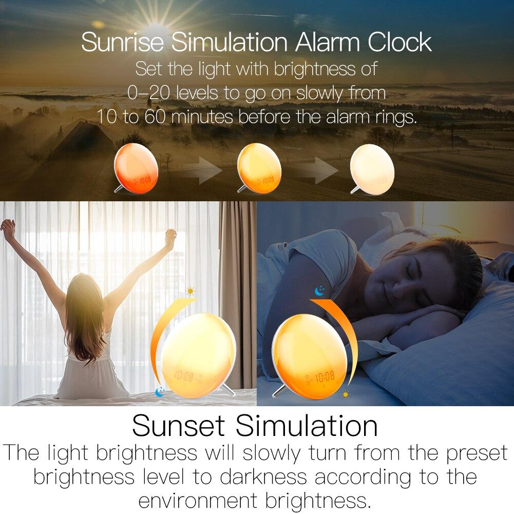 NEW AMTOK Sunrise Alarm Clock Wake Up Light, Smart WiFi Sunset Simulation  Digita