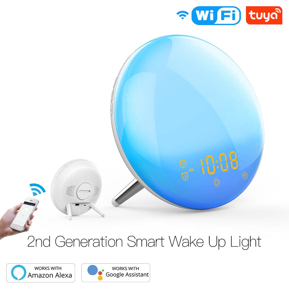 WiFi Wake Up Smart Light Alarm Clock with 7 Colors Sunrise Sunset Simulation - Moes