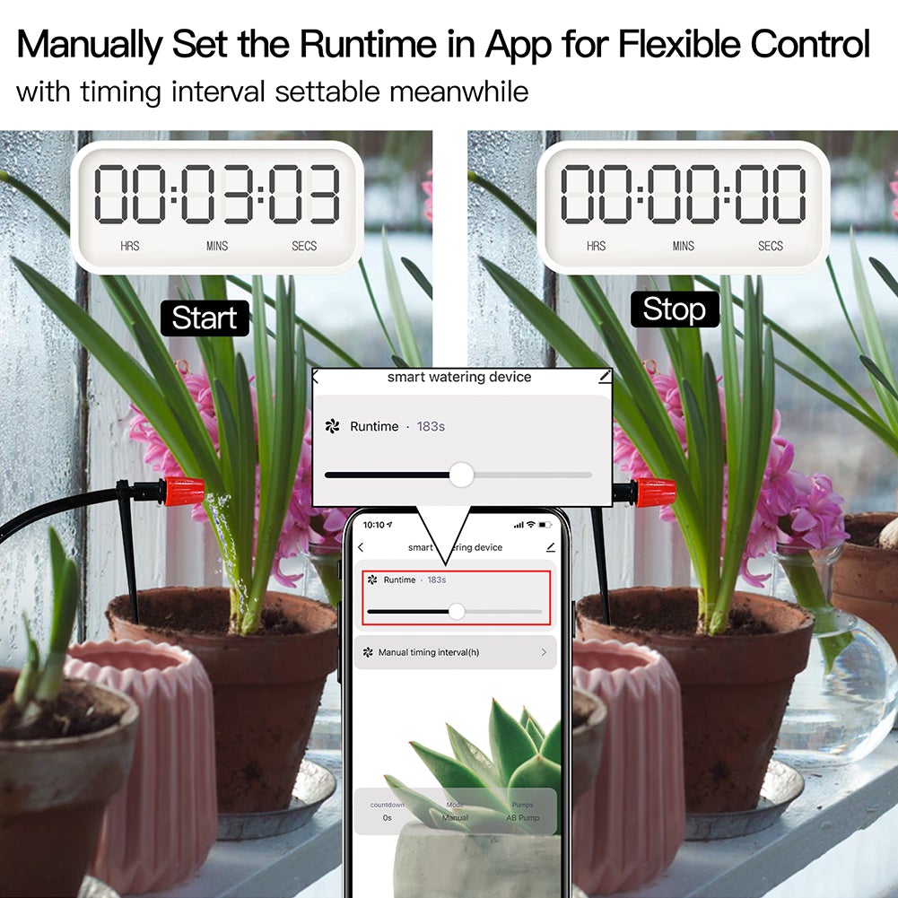 water timer for potted plants WiFi Watering Pump Micro-drip Timer|Smart Dual Pump Irrigation System – MOES