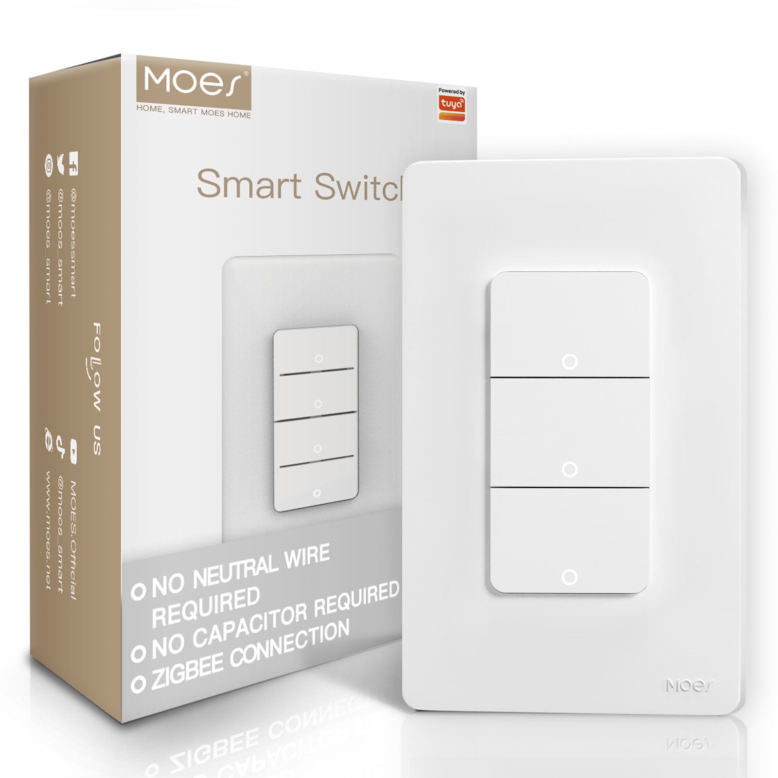 Smart Light Switch Mini MOES Smart Light Switch | White Mini Push Button WiFi Switch APP Remote