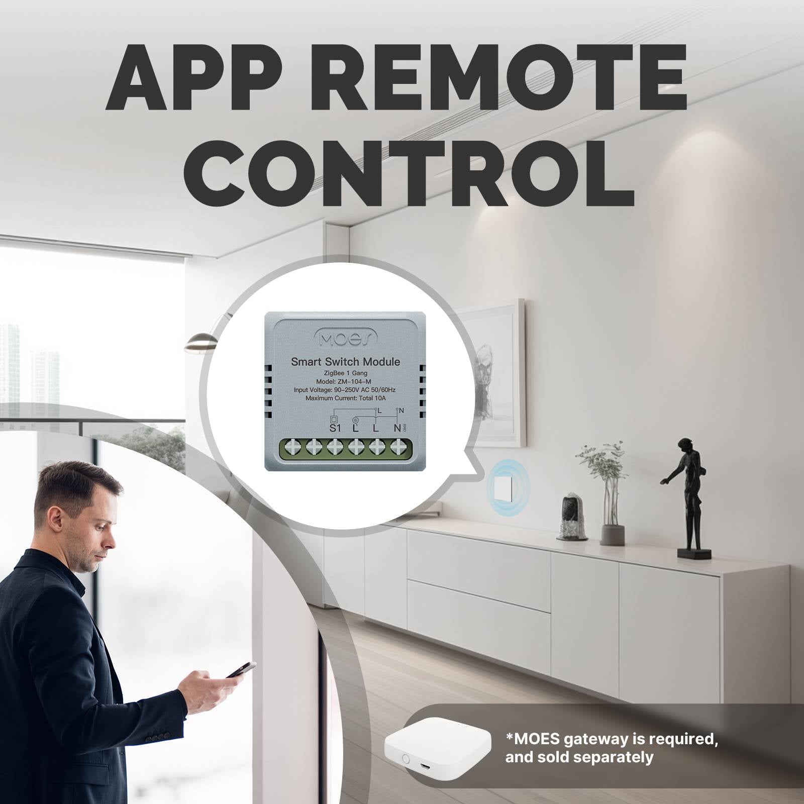 Mini Zigbee 3.0 Smart Relais Schakelmodule - 1-Gang 1/2 Weg DIY Slimme Lichtschakelaar, Werkt Met Alexa, Google Home, Tuya & SmartThings