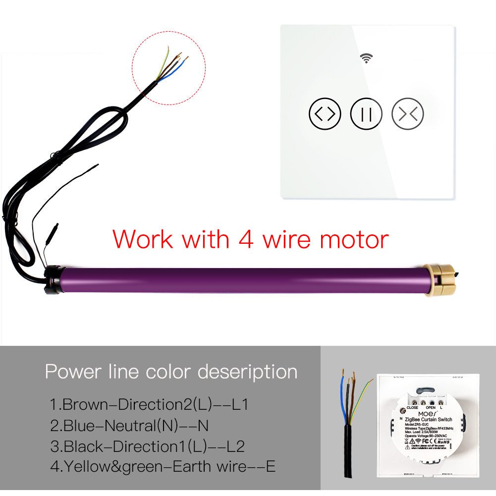 ZigBee RF Smart Touch Curtain Roller Blinds Shutter Switch Tuya Smart Life App Wireless Control Works with Alexa and Google Home EU - Moes