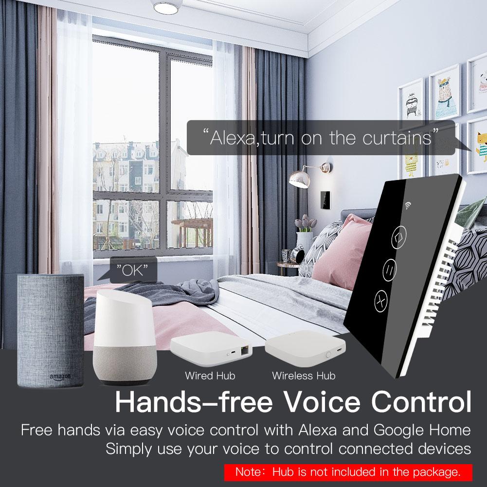 ZigBee RF Smart Touch Curtain Roller Blinds Shutter Switch Tuya Smart Life App Wireless Control Works with Alexa and Google Home US - Moes
