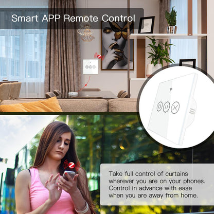 ZigBee RF Smart Touch Curtain Roller Blinds Shutter Switch Tuya Smart Life App Wireless Control Works with Alexa and Google Home US - Moes