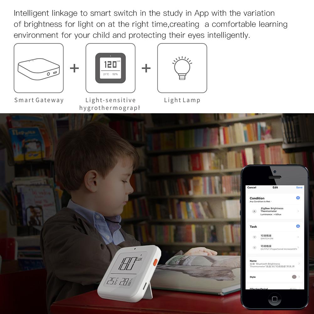 Intelligent linkage to smart switch in the study in App with the variation of brightness for light on at the right time - Moes