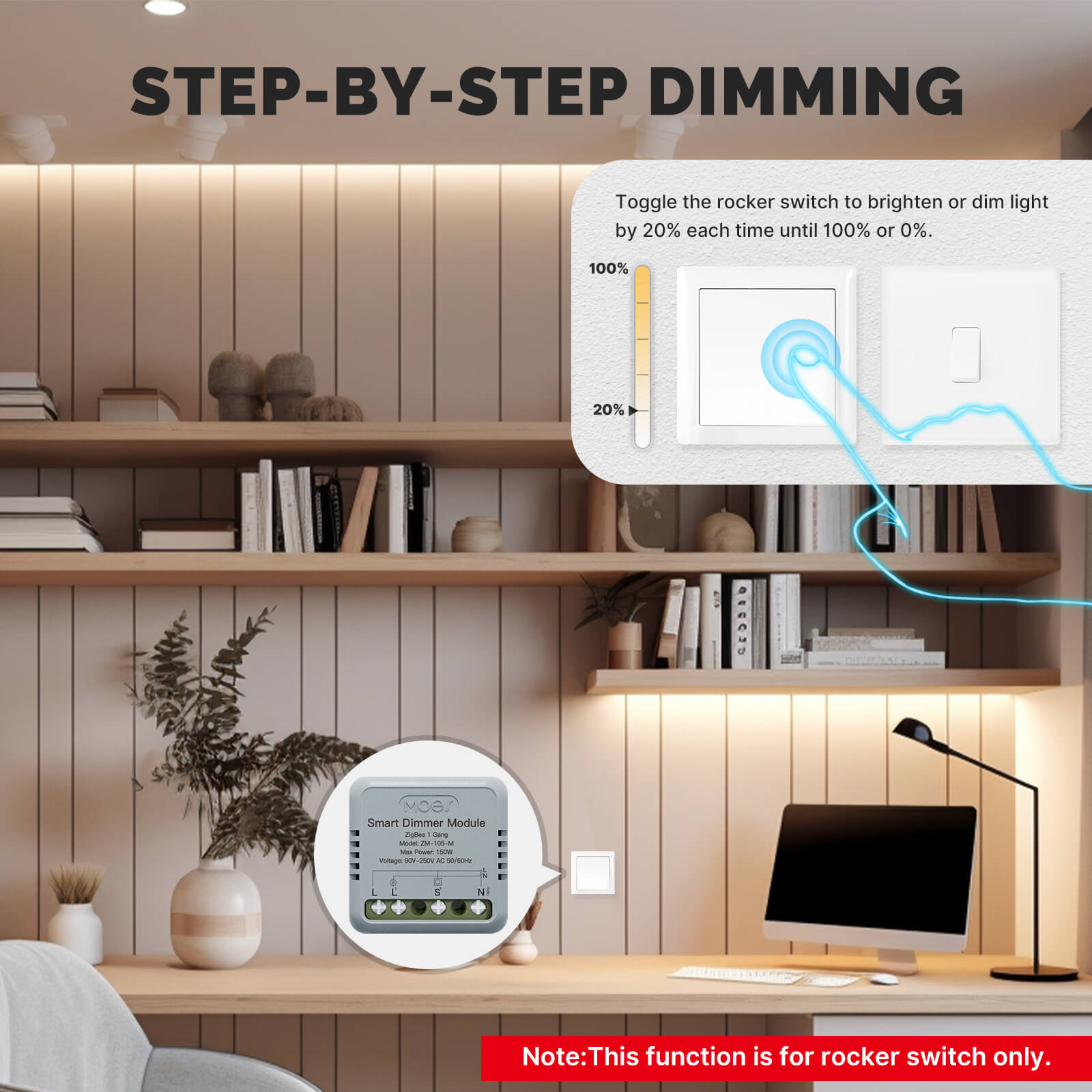 Zigbee Smart Dimmer Switch Module Timer Diy Breaker 1/2 Gang – MOES