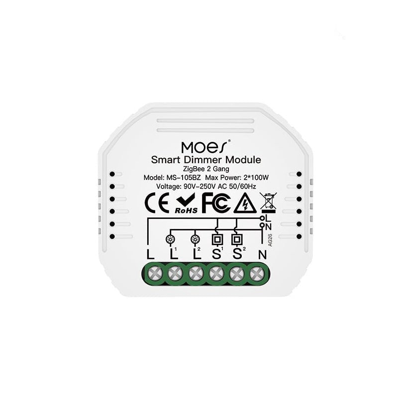 ZigBee Smart Dimmer Switch Relay Module Tuya ZigBee3.0 Hub Required 1/2 way 1/2 Gang - MOES