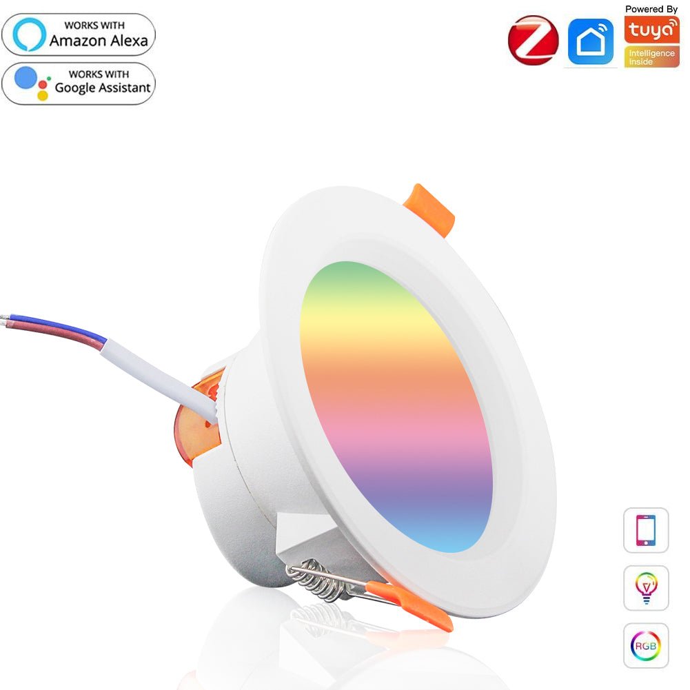 ZigBee Smart LED Downlight LED Dimming Round Recessed Spot Light RGB 2700K-6500K W+C light - MOES