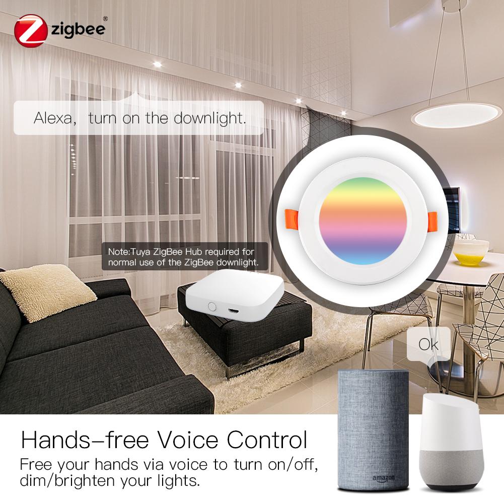 ZigBee Smart LED Downlight Smart LED Dimming Round Recessed Spot Light 7W 10W RGB 2700K-6500K W + C light Compatible with Philips Hue SmartThings - Moes