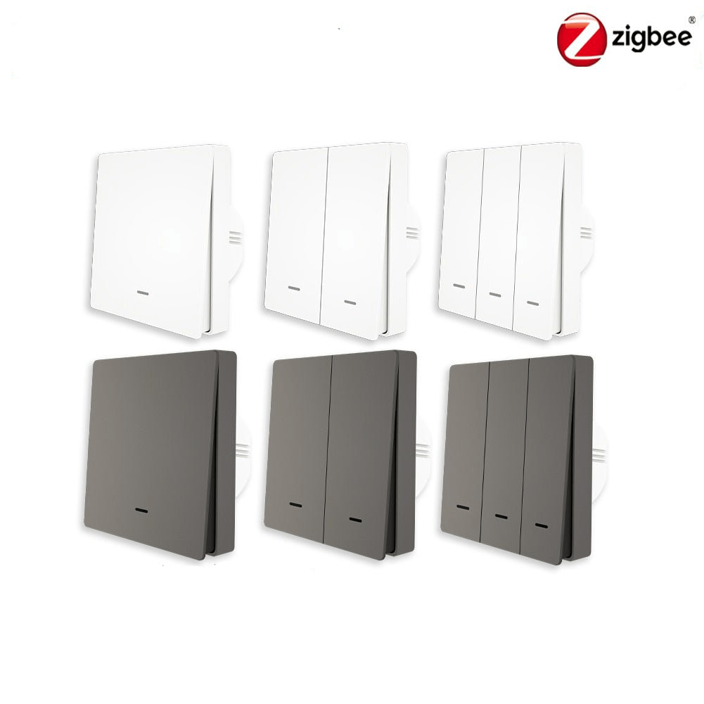 ZigBee Smart Light Push Button Switch 2 Way Multi-Control Neutral Wire Optional No Capacitor EU - MOES