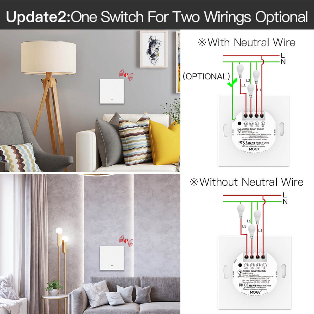 Update2:One Switch For Two Wirings Optional - MOES