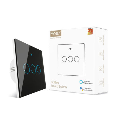 ZigBee Smart Light Touch Switch 2 Way Multi-Control Neutral Wire Optional No Capacitor EU - MOES