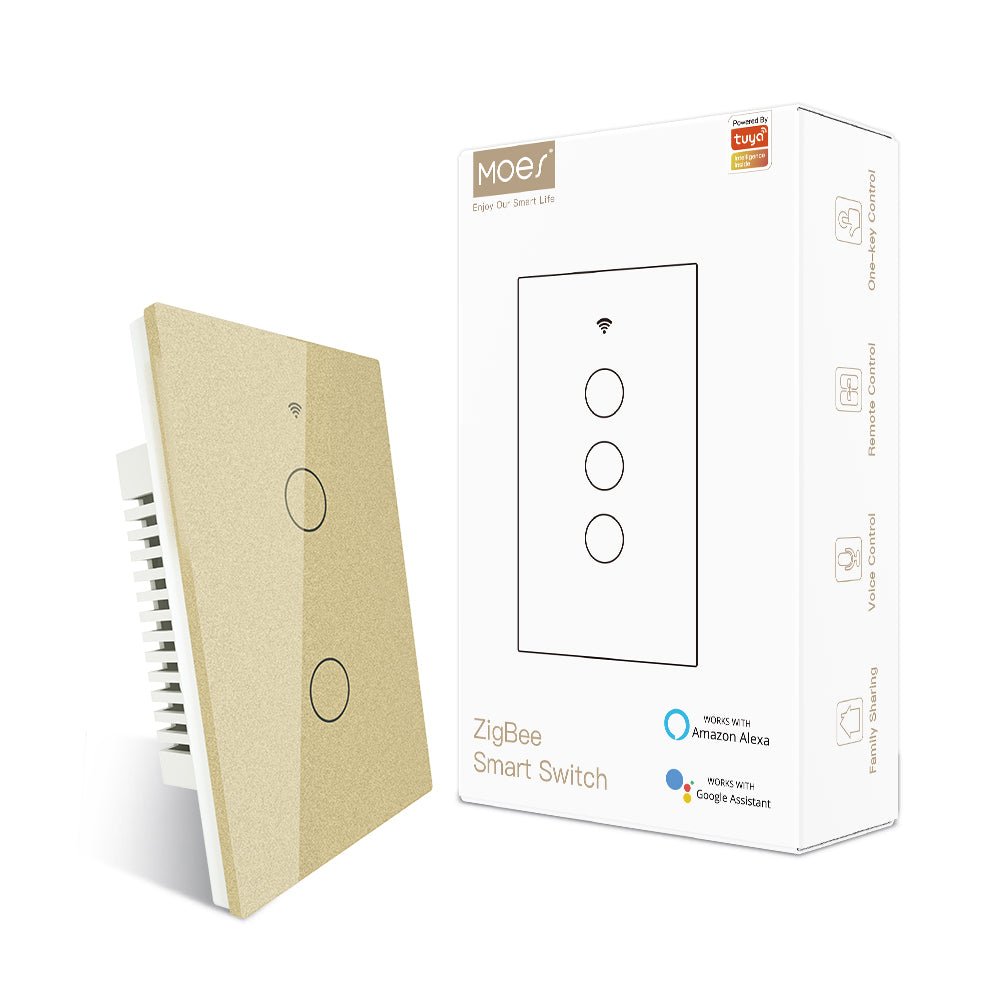 ZigBee Smart Light Touch Switch 3 Way Multi-Control Neutral Wire Optional No Capacitor US - MOES