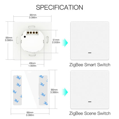 ZigBee Smart Push Button Switch and ZigBee Scene Switch Kit L Only No Neutral Wire or L+N Wiring Optional No Capacitor Required Tuya ZigBee Hub Required - Moes
