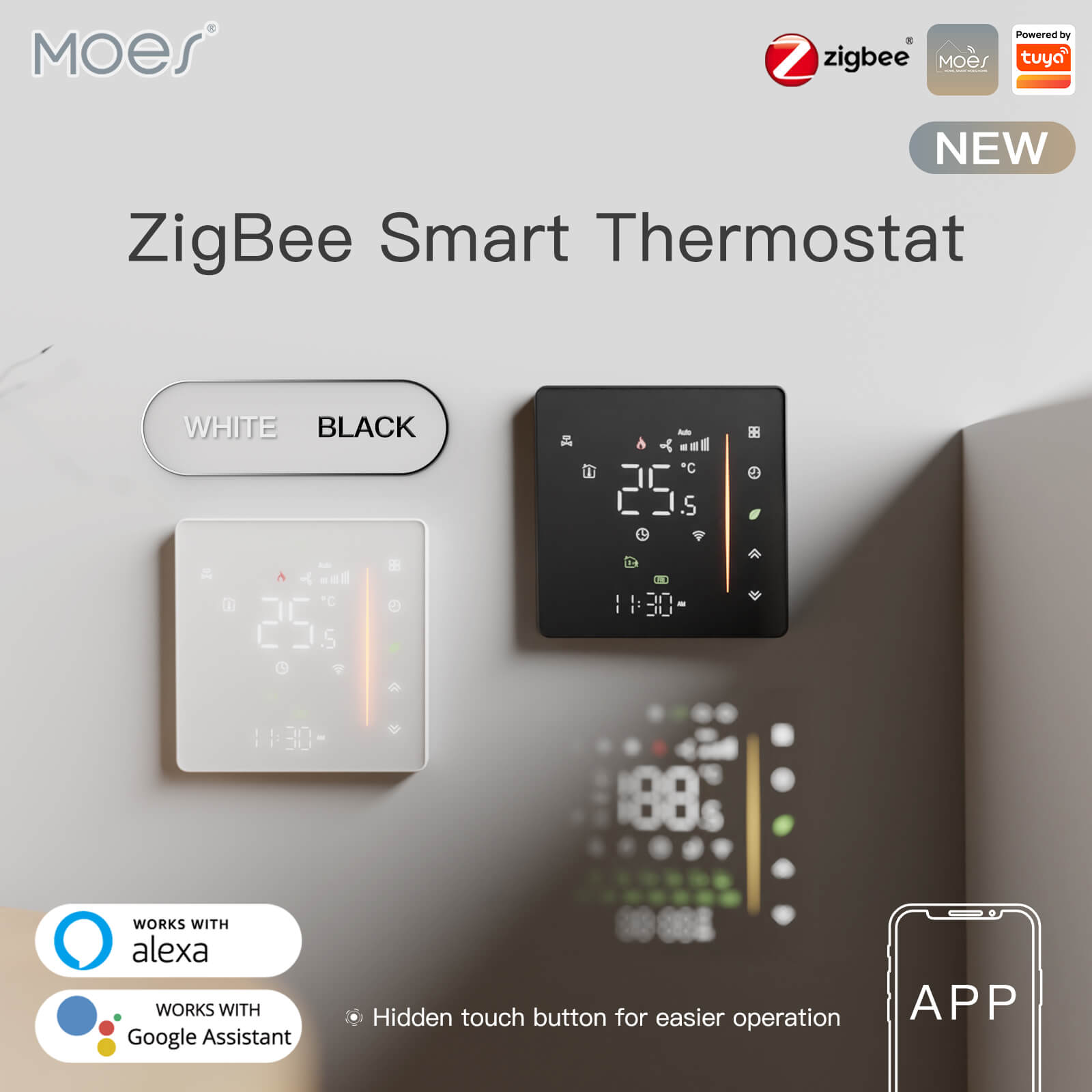 MOES - Termostato Inteligente Zigbee para caldera de agua / gas 3A