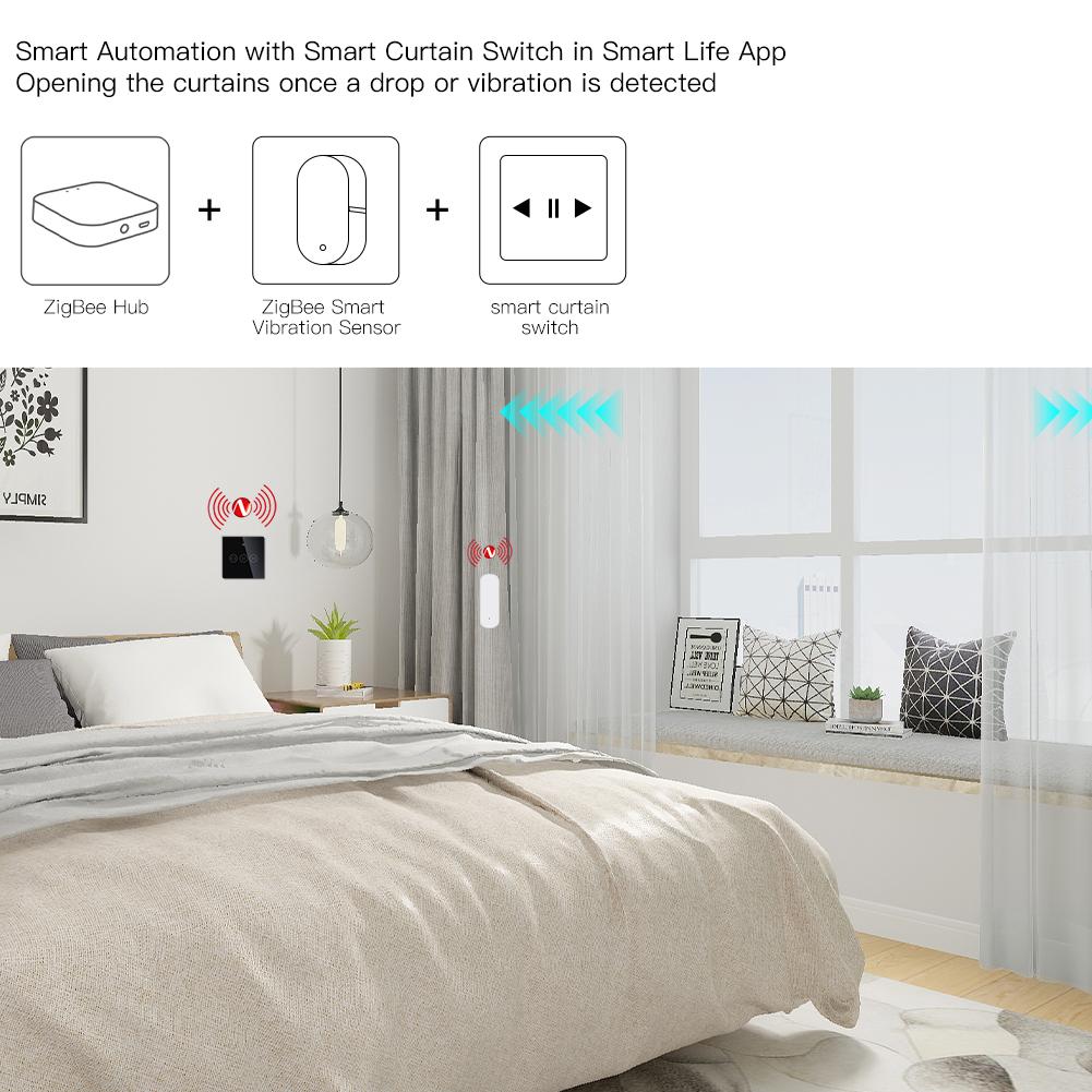 Zigbee Smart Vibration Sensor Detection,Home Security System,Notification via Tuya Smart Life APP,Real-Time Motion Shock Alarm,History Record - Moes