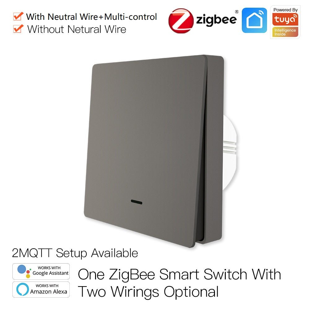 ZigBee Smart Wall Light Switch with Neutral Wire or No Neutral Wire Wiring No Capacitor Needed Smart Life/Tuya 2/3 Way Multi-Control Association Works with Alexa,Google Home Hub Required White - Moes