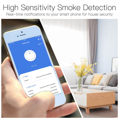 ZigBee Smart Wireless Smoke Detector Fire 85dB Sound Alarm Siren Sensor - MOES