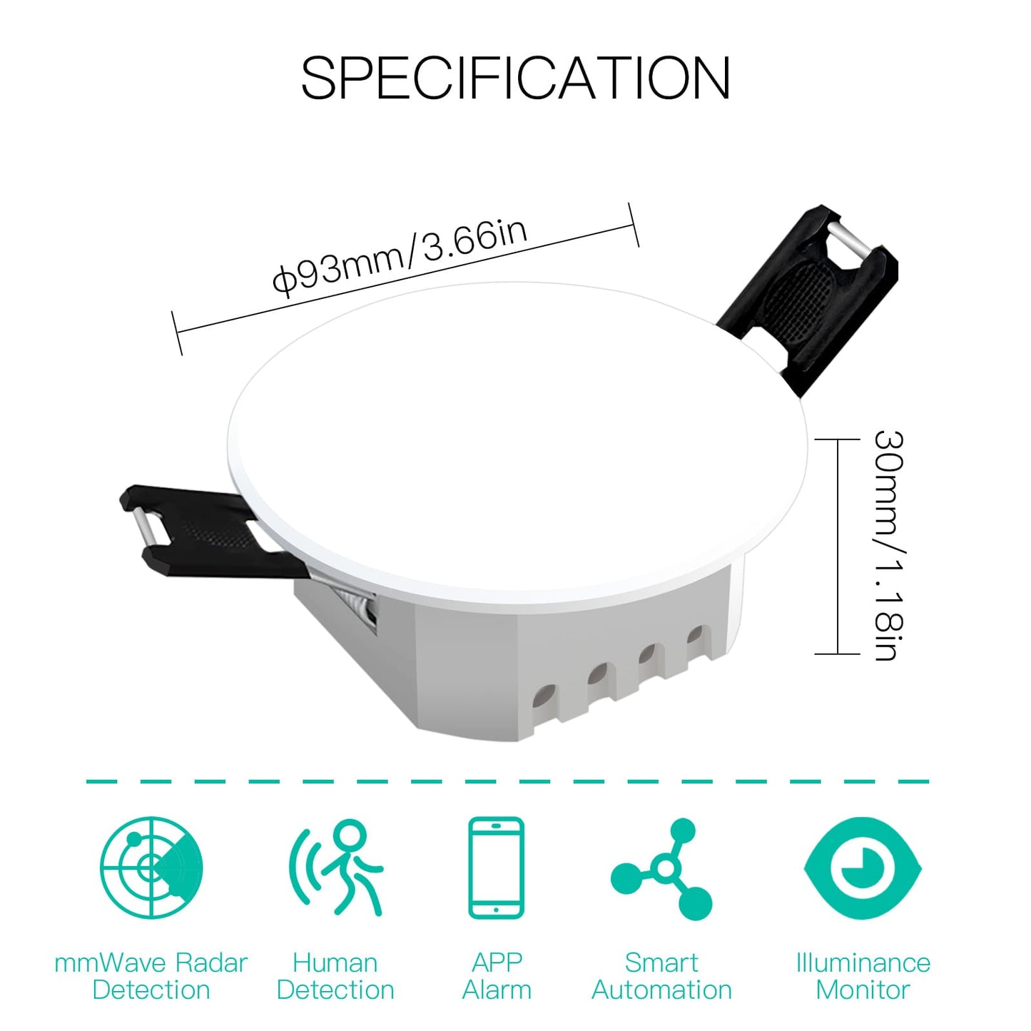 Zigbee/ Wifi Smart Human Presence Detector PIR mm Wave Radar Detection Sensor Ceiling Mount - MOES