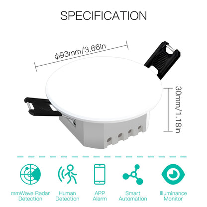 Zigbee/ Wifi Smart Human Presence Detector PIR mm Wave Radar Detection Sensor Ceiling Mount - MOES