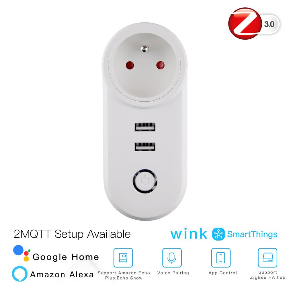 ZigBee3.0 Dual USB Wireless Socket Plug 2MQTT Setup Available - MOES