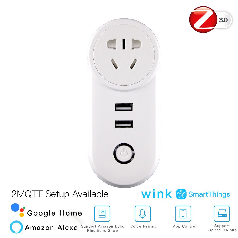 ZigBee3.0 Dual USB Wireless Socket Plug 2MQTT Setup Available - MOES