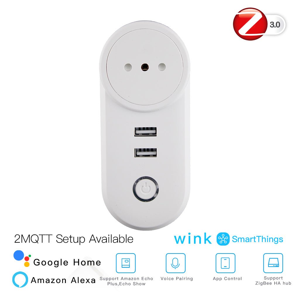 ZigBee3.0 Dual USB Wireless Socket Plug 2MQTT Setup Available - MOES