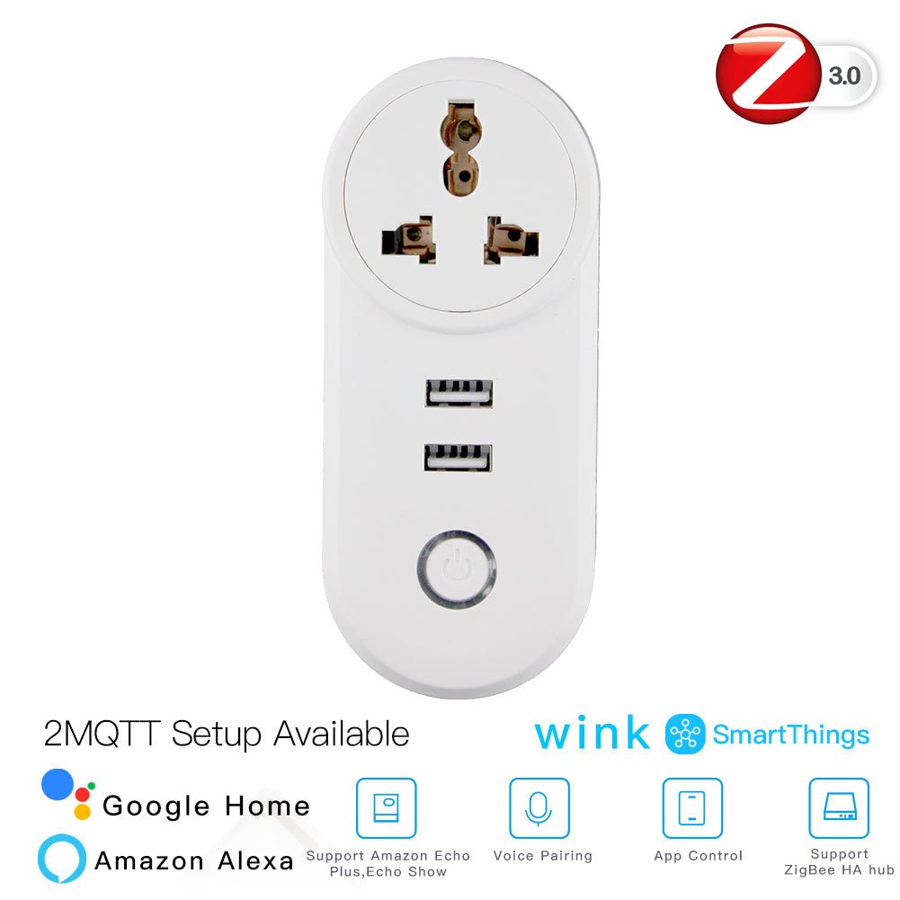 ZigBee3.0 Dual USB Wireless Socket Plug 2MQTT Setup Available - MOES