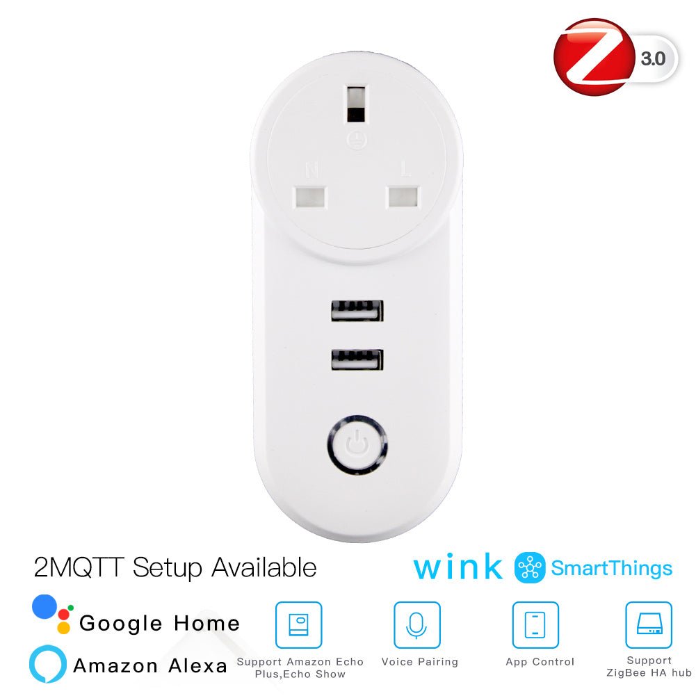 ZigBee3.0 Dual USB Wireless Socket Plug 2MQTT Setup Available - MOES