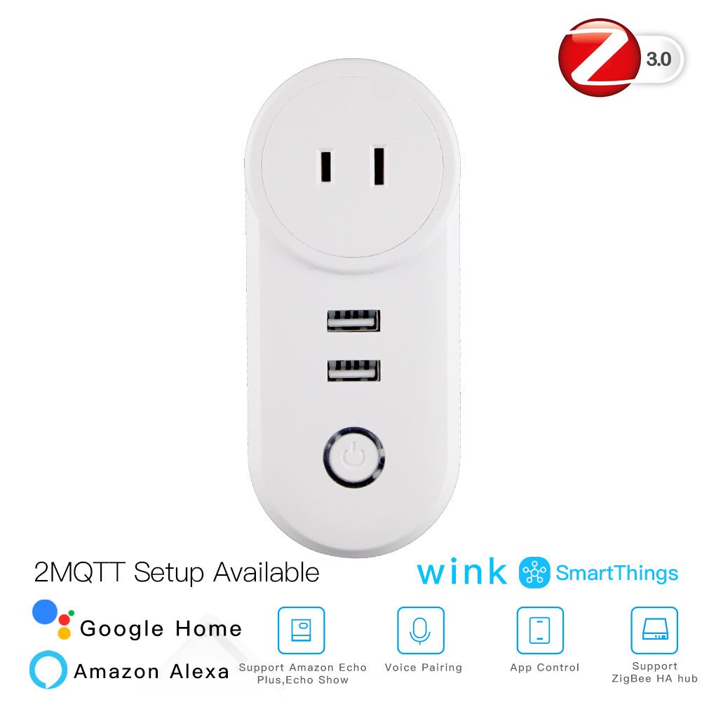 ZigBee3.0 Dual USB Wireless Socket Plug 2MQTT Setup Available - MOES